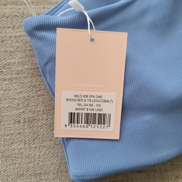 WILO Powder Blue One Shoulder Sports Bra And Leggings Set Sz XS - Picture 8 of 10